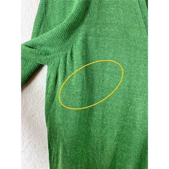 J. Jill Linen Blend V-Neck Longline Tunic Top Side Slits Large Green Lagenlook - Picture 5 of 9